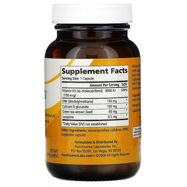 DIM, Dim-D, Pure Essence, для здоров'я грудей, простати та судин, 30 вегетаріанських капсул