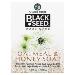 Мыло черный тмин овсянка мед, Amazing Herbs Black Seed Oatmeal & Honey Bar Soap, 120 г
