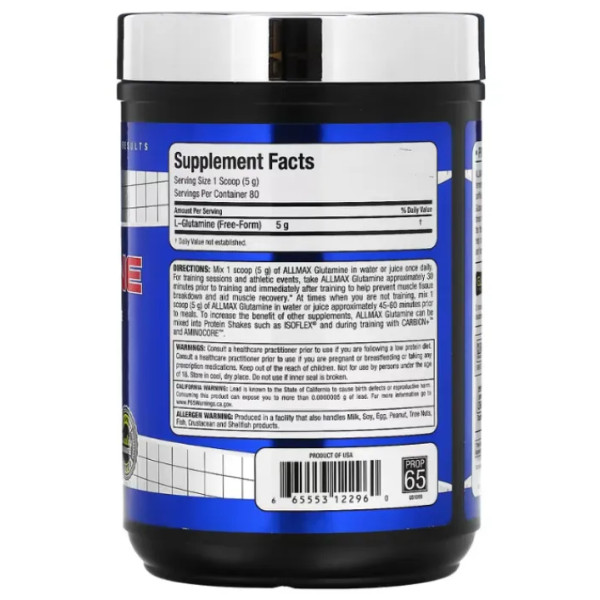 Глутамін, Essentials, Glutamine, ALLMAX, порошок, 400 г