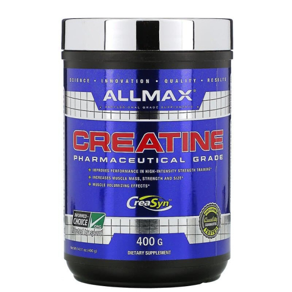 Креатин 100% подрібнений, Creatine, ALLMAX Nutrition, мікронізований моногідрат фармацевтичної якості, 400 гр.