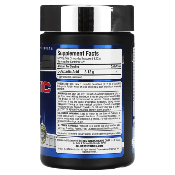 D-аспарагінова кислота, D-Aspartic Acid, ALLMAX Nutrition, 100 г