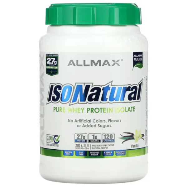 Ізолят сироваткового протеїну, IsoNatural, Pure Whey Protein Isolate, ALLMAX, ваніль, 907 г
