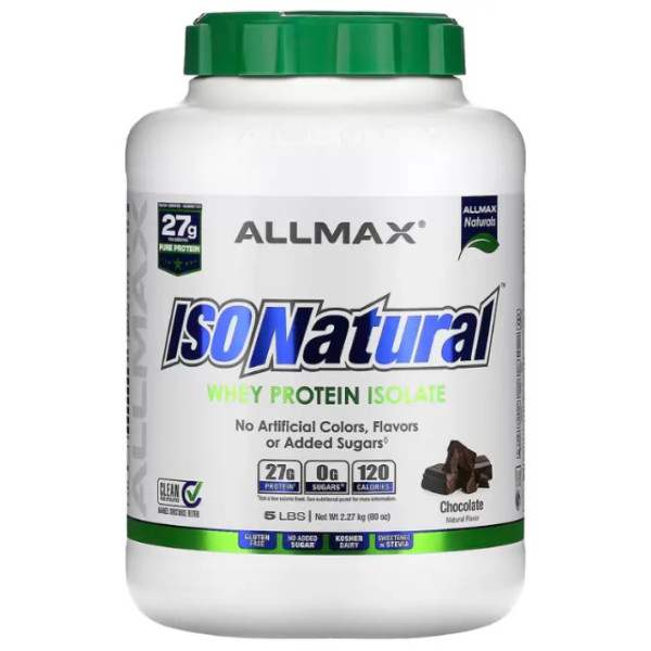 Ізолят сироваткового протеїну, ISONatural, Whey Protein Isolate, ALLMAX, шоколад, 2,27 кг