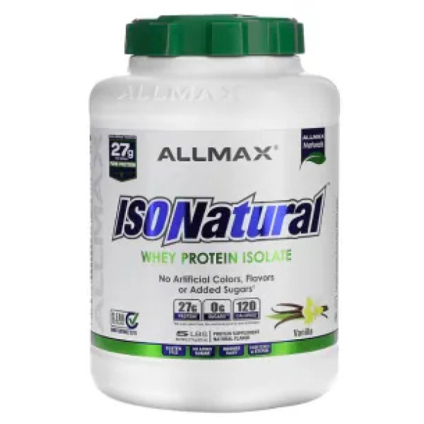 Ізолят сироваткового протеїну, ISONatural, Whey Protein Isolate, ALLMAX, ваніль, 2,27 кг