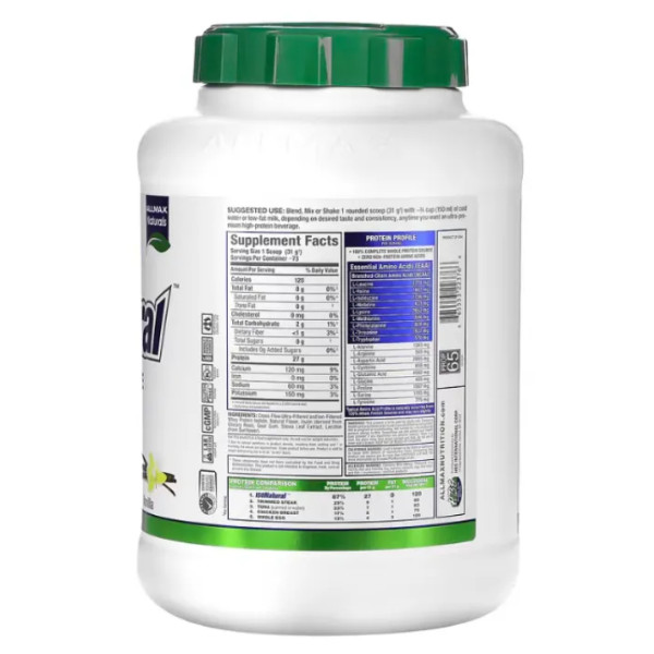 Ізолят сироваткового протеїну, ISONatural, Whey Protein Isolate, ALLMAX, ваніль, 2,27 кг