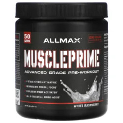 Предтренировочный комплекс, MusclePrime ALLMAX, улучшенный, вкус белая малина, 266 г