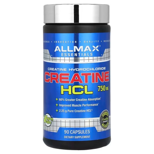 Креатин гідрохлорид, Creatine HCI, 750 mg, ALLMAX, 90 капсул