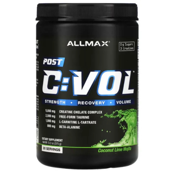 Креатин хелатний комплекс 5000 мг з амінокислотами, C:VOL, Post, ALLMAX, нарощування м'язової маси, відновлення після тренування, смак кокосовий лаймовий мохіто, 375 гр