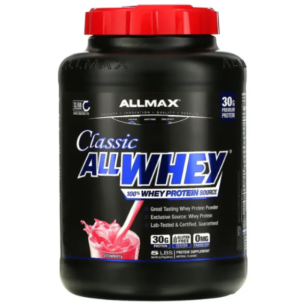 Сироватковий протеїн, CLASSIC ALLWHEY, 100% Whey Protein, ALLMAX Nutrition, полуниця, 2,27 кг