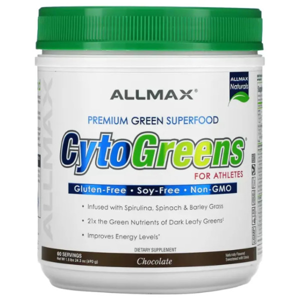 Суперфуд для спортсменів, преміальної якості, CytoGreens, Premium Green Superfood for Athletes, ALLMAX, смак шоколаду, 690 г