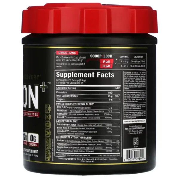 Енергетична суміш з електролітами, для спорту, CARBION, ALLMAX, підтримка витривалості, відновлення, смак ананас-манго, 725 г