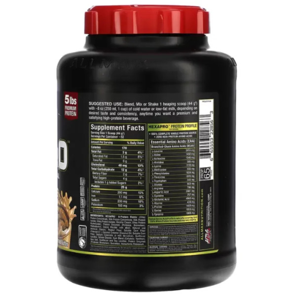 Протеїновий коктейль з високим вмістом білка, Hexapro, High-Protein Lean Meal, ALLMAX, уповільненого вивільнення, смак шоколадної арахісової олії, 2,27 кг