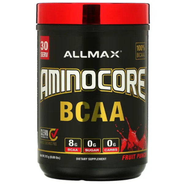 Амінокислоти BCAA, AMINOCORE BCAA, ALLMAX, фруктовий пунш, 315 г