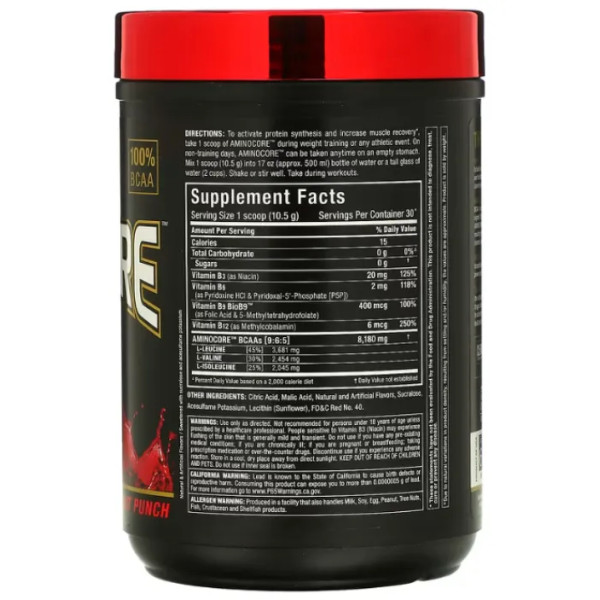 Амінокислоти BCAA, AMINOCORE BCAA, ALLMAX, фруктовий пунш, 315 г