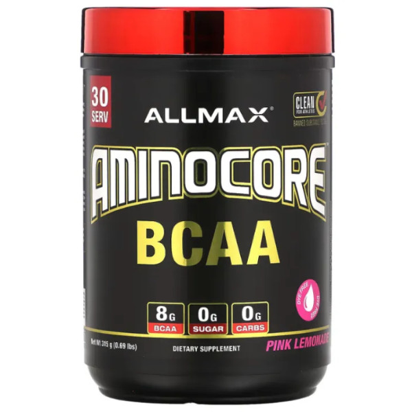 Амінокислоти BCAA, AMINOCORE BCAA, ALLMAX, рожевий лимонад, 315 г