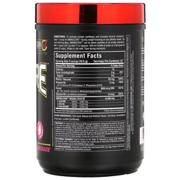 Амінокислоти BCAA, AMINOCORE BCAA, ALLMAX, рожевий лимонад, 315 г