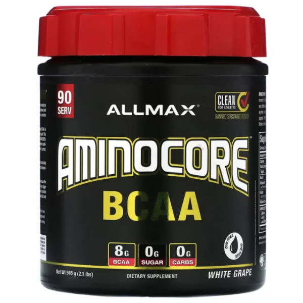 Амінокислоти BCAA, AMINOCORE BCAA, ALLMAX, зі смаком білого винограду, 945 г