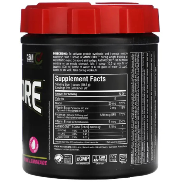 Амінокислоти BCAA, AMINOCORE BCAA, ALLMAX, рожевий лимонад, 945 г