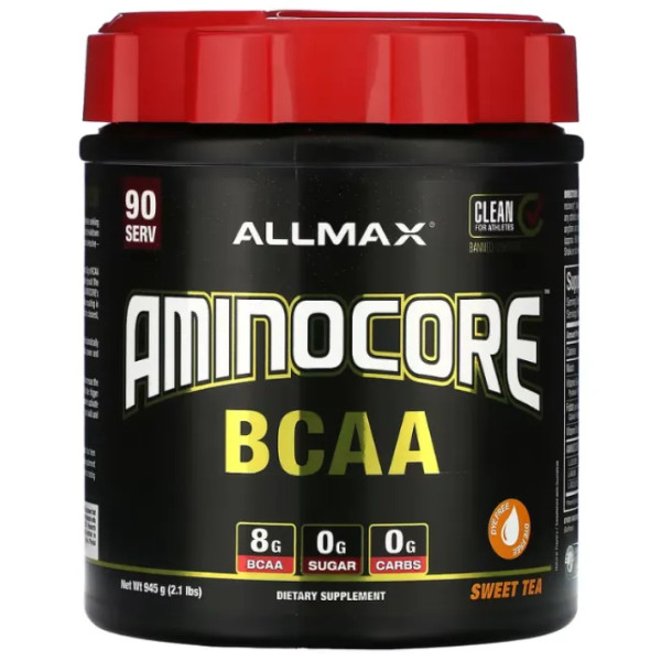 Амінокислоти BCAA, AMINOCORE BCAA, ALLMAX, солодкий чай, 945 г