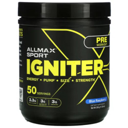 Предтренировочный комплекс, ALLMAX IGNITER Pre-Workout, вкус синяя малина 320 г