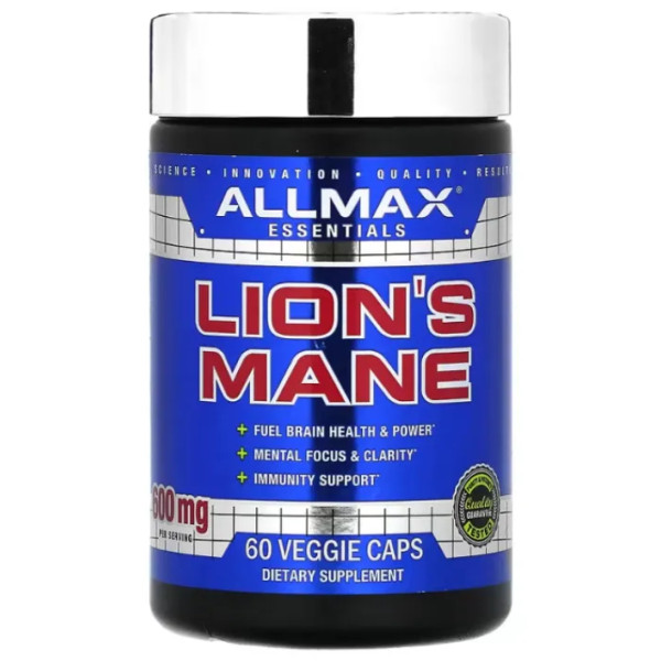 Їжовик гребінчастий, Essentials, Lion's Mane, ALLMAX, 600 мг, 60 рослинних капсул (300 мг у капсулі)