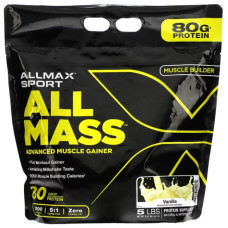 Гейнер для набору маси покращений, Sport ALLMASS ALLMAX, смак ваніль 2700 г