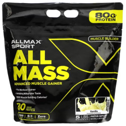 Гейнер для набору маси покращений, Sport ALLMASS ALLMAX, смак ваніль 2700 г