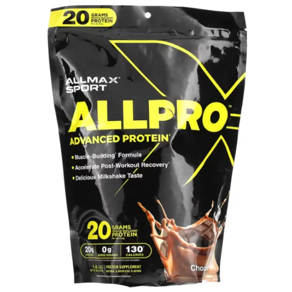 Сироватковий протеїн, формула для нарощування м'язової маси, ALLPRO Advanced Protein, ALLMAX, смак шоколаду, 680 г