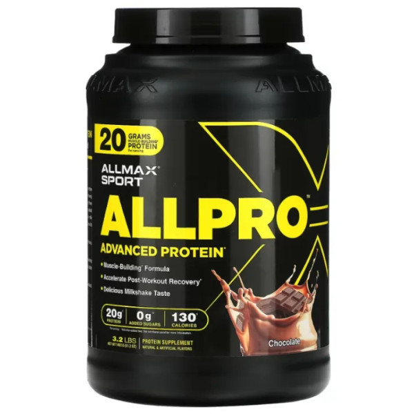 Сироватковий протеїн, формула для нарощування м'язової маси, ALLPRO Advanced Protein, ALLMAX, смак шоколаду, 1453 г