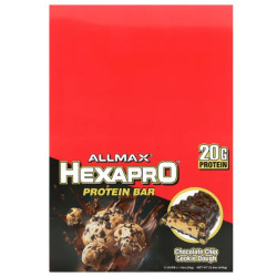 Протеиновый батончик, Hexapro ALLMAX, тесто для печенья с шоколадной крошкой 12 батончиков по 54 г