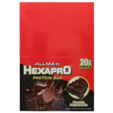 Протеиновый батончик, Hexapro ALLMAX, шоколадный брауни, 12 батончиков по 53 г