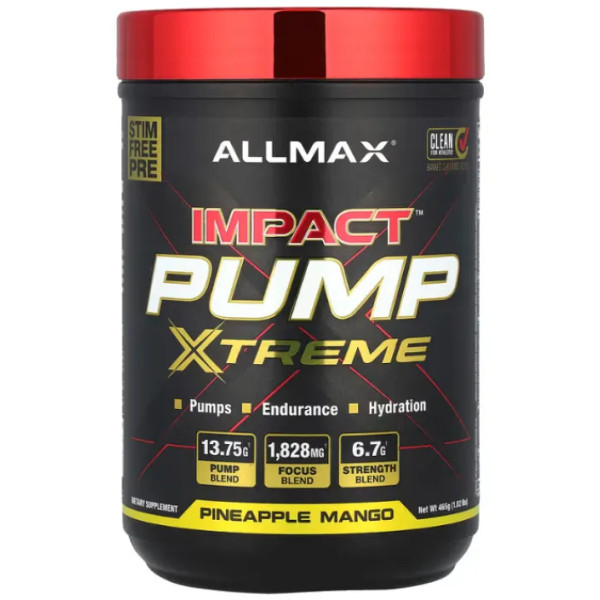 Передтренувальний комплекс IMPACT PUMP XTREME, ALLMAX, смак ананас-манго, 465 г