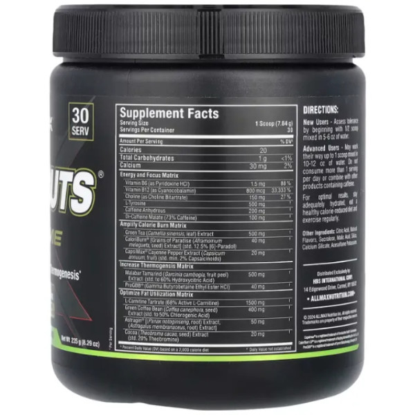 Жироспалювач з L-карнітином, підтримка енергії та метаболізму, Rapidcuts Xtreme, ALLMAX, смак пісний лимон-лайм, 235 г