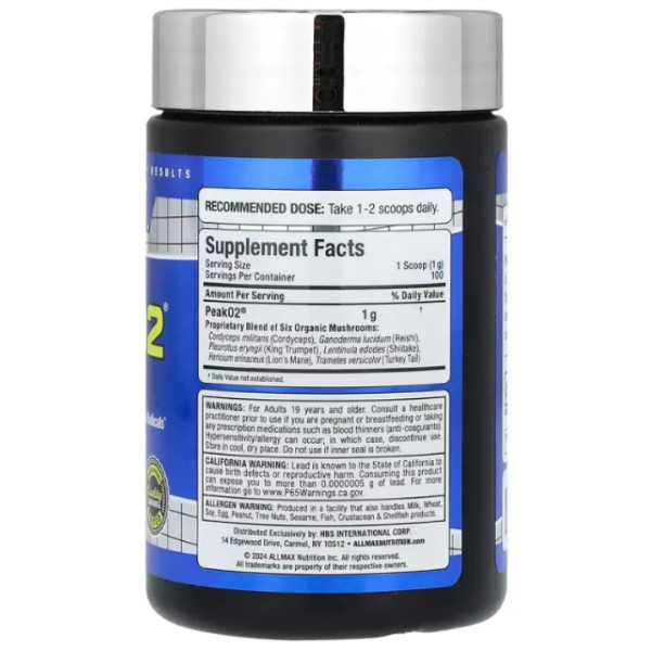 Грибний комплекс для підтримки імунітету, Essentials, Peak02, ALLMAX, 100 г