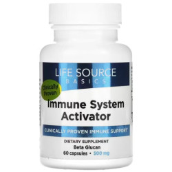 Бета глюкан, Life Source Basics Beta Glucan, активатор імунної системи, 500 мг, 60 капсул