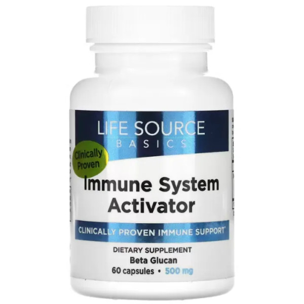Бета глюкан, Beta Glucan, Life Source Basics, активатор імунної системи, 500 мг, 60 капсул