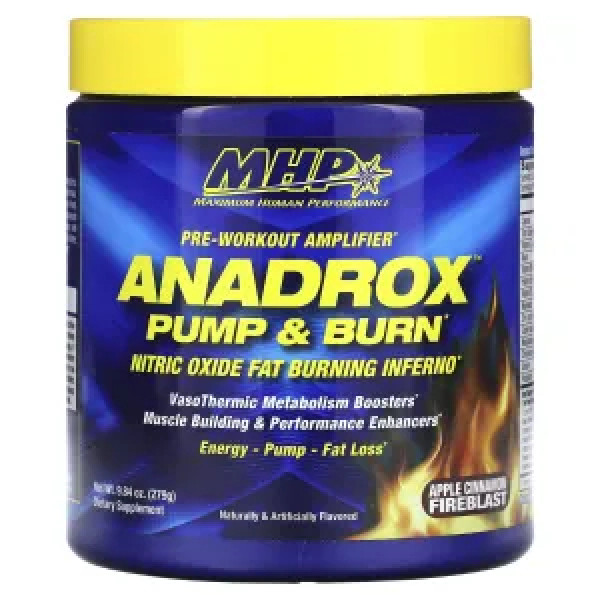 Передтренувальний комплекс та жироспалювач, Anadrox Pump & Burn Pre-Workout Amplifier, MHP, смак яблуко-кориця, 279 г
