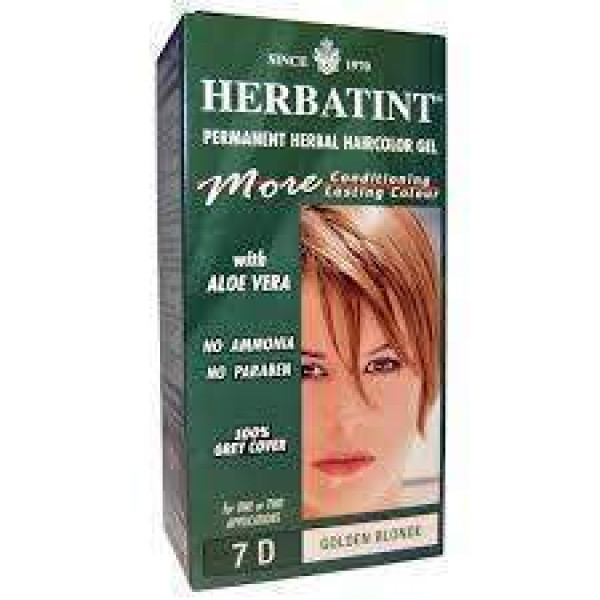Фарба для волосся, Haircolor Gel, Herbatint, 7D, золотий блонд, 135 мл.