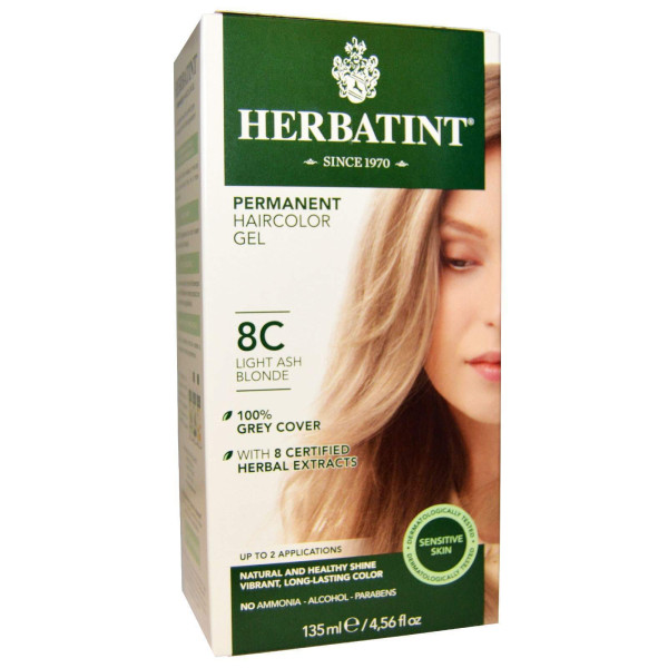 Фарба для волосся, Haircolor Gel, Herbatint, 8С, світло-попелястий блонд, 135 мл.