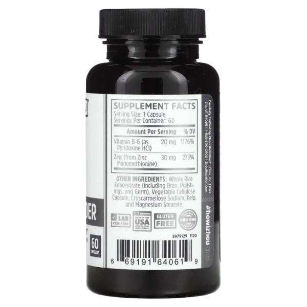 Цинк для імунної підтримки, Zinc Defender, Zhou Nutrition, 60 капсул