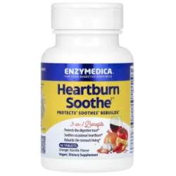 Средство от изжоги жевательное, со вкусом ваниль и апельсин, Heartburn Relief Enzymedica, 42 жевательные таблетки
