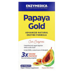 Ферменти папайї, смак папайя та м'ята, Enzymedica Papaya Gold, 60 таблеток