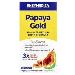 Травні ферменти папайя смак папайя та м'ята, Enzymedica Papaya Gold, 120 таблеток