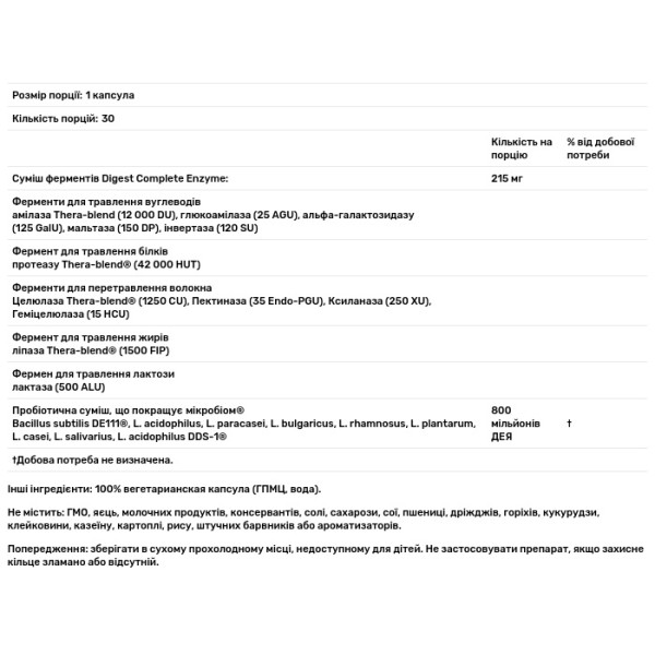 Ферменти і пробіотики, Digest + Probiotics, Enzymedica, 30 капсул