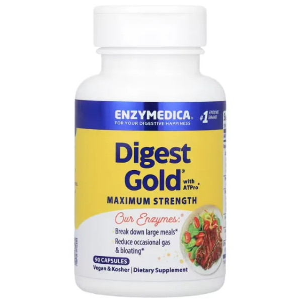 Ферменти для травлення, Digest Gold, Enzymedica, 90 капсул