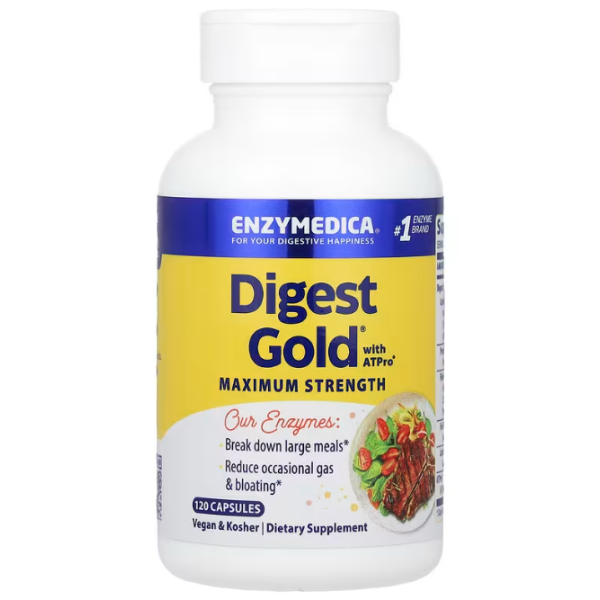 Ферменти для травлення, Digest Gold with ATPro, Enzymedica, 120 капсул