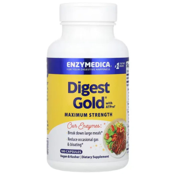 Ферменти для травлення, Digest Gold with ATPro, Enzymedica, 180 капсул