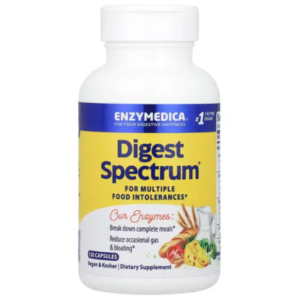 Ферменти від харчової непереносимості, Digest Spectrum, Enzymedica, для веганів, 120 капсул