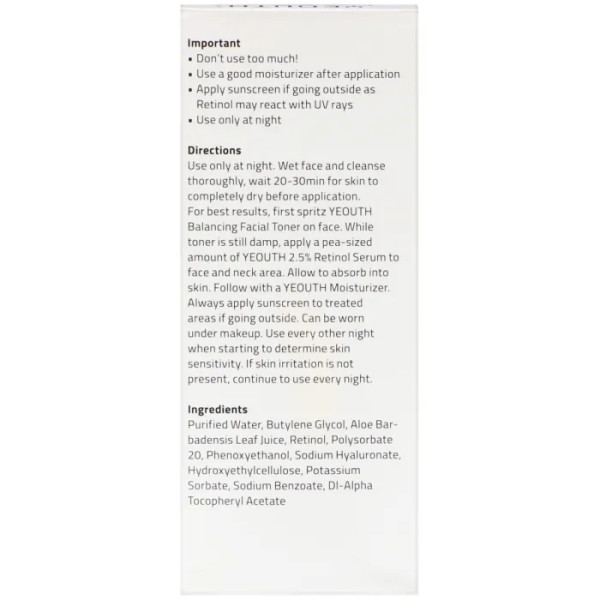Сироватка з ретинолом, Retinol 2.5% Serum, Yeouth, 30 мл