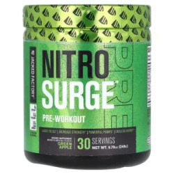 Предтренировочный комплекс, Pre-Workout Jacked Factory Nitro Surge, вкус зеленое яблоко, 249 г